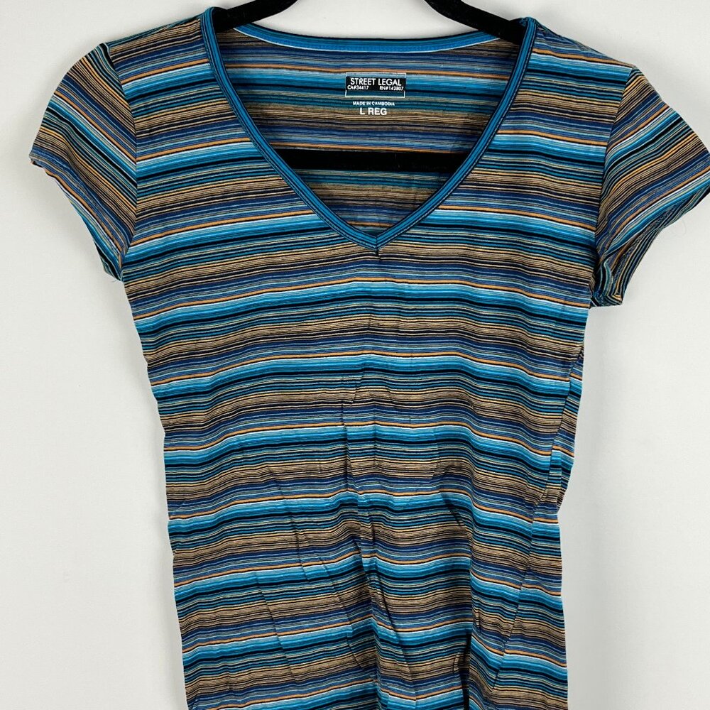 Street Legal Kids Top T Shirt Size L Multicolor Short Sleeve V Neck Stretch Cott
